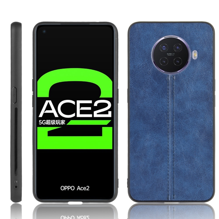 

For Oppo Ace2 Shockproof Sewing Cow Pattern Skin PC + PU + TPU Case(Blue)