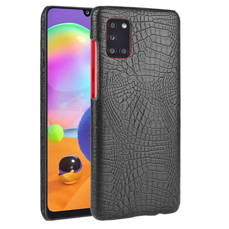 

For Galaxy A31 Shockproof Crocodile Texture PC + PU Case(Black)