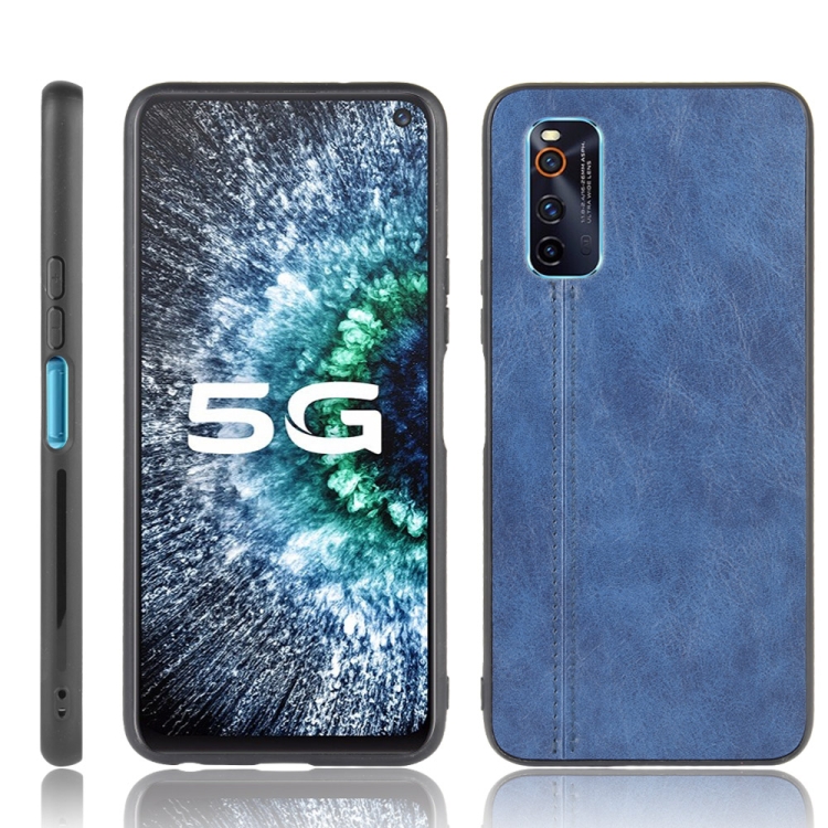 

For Vivo iQOO Neo3 Shockproof Sewing Cow Pattern Skin PC + PU + TPU Case(Blue)