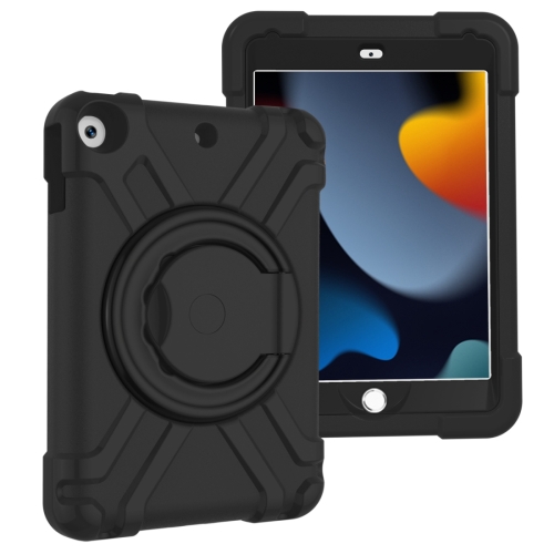 

For iPad 10.2 PC + Silicone Shockproof Combination Case with 360 Degree Rotating Holder & Handle(Black)