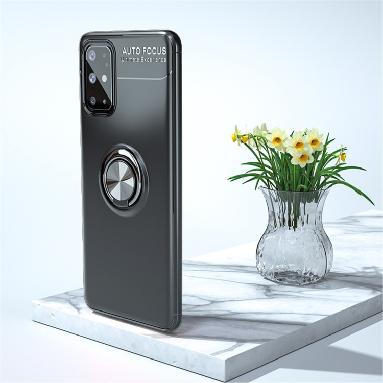 

For Galaxy A31 Metal Ring Holder 360 Degree Rotating TPU Case(Black+Black)