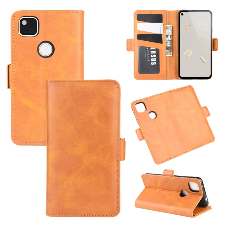 

For Google Pixel 4a Dual-side Magnetic Buckle Horizontal Flip Leather Case with Holder & Card Slots & Wallet(Yellow)