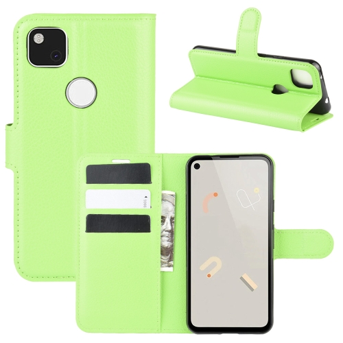 

For Google Pixel 4a Litchi Texture Horizontal Flip Protective Case with Holder & Card Slots & Wallet(Green)