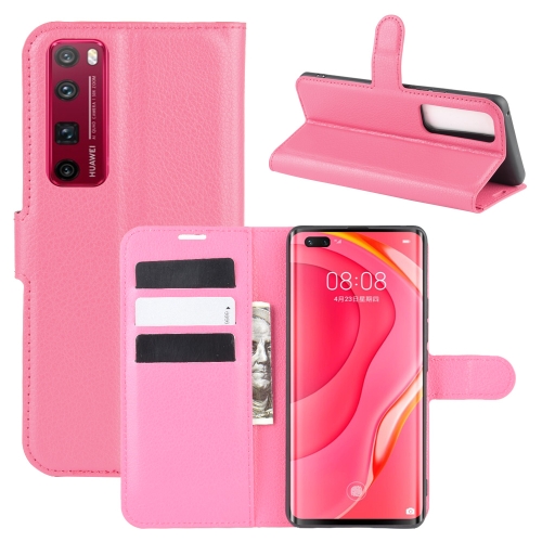 

For Huawei Nova 7 Pro 5G Litchi Texture Horizontal Flip Protective Case with Holder & Card Slots & Wallet(Rose red)