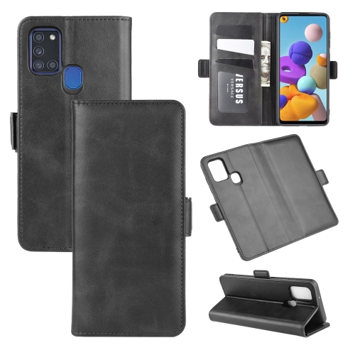 

For Galaxy A21S Dual-side Magnetic Buckle Horizontal Flip Leather Case with Holder & Card Slots & Wallet(Black)