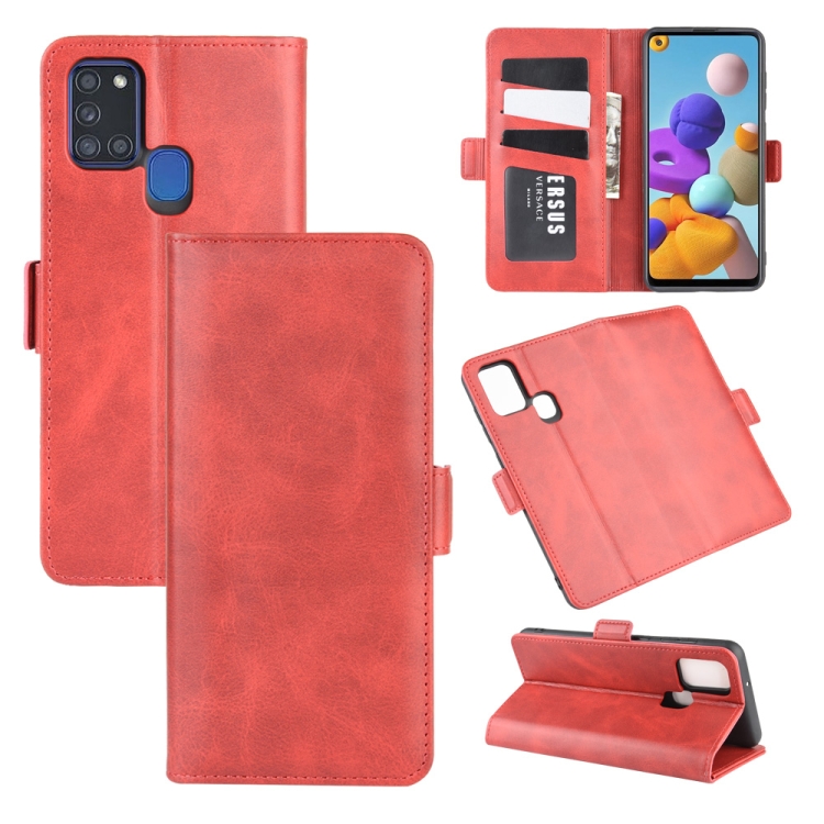 

For Galaxy A21S Dual-side Magnetic Buckle Horizontal Flip Leather Case with Holder & Card Slots & Wallet(Red)