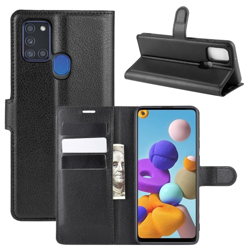 

For Galaxy A21S Litchi Texture Horizontal Flip Protective Case with Holder & Card Slots & Wallet(Black)