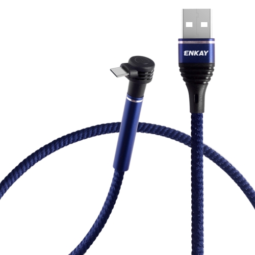 

ENKAY ENK-CB105 2.4A USB to USB-C / Type-C Cloth Texture Round Cable Data Transfer Charging Cable with Holder Function, Length: 1m(Blue)