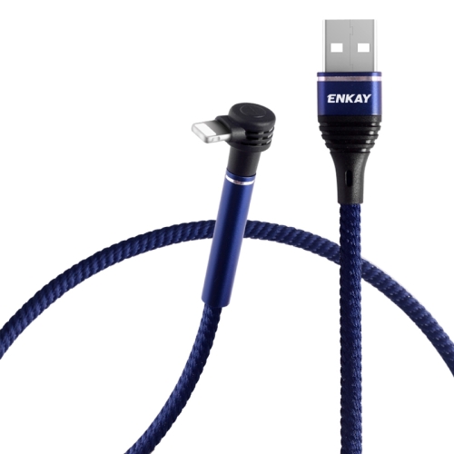 

ENKAY ENK-CB205 2.4A USB to 8 Pin Cloth Texture Round Cable Data Transfer Charging Cable with Holder Function, Length: 1m(Blue)