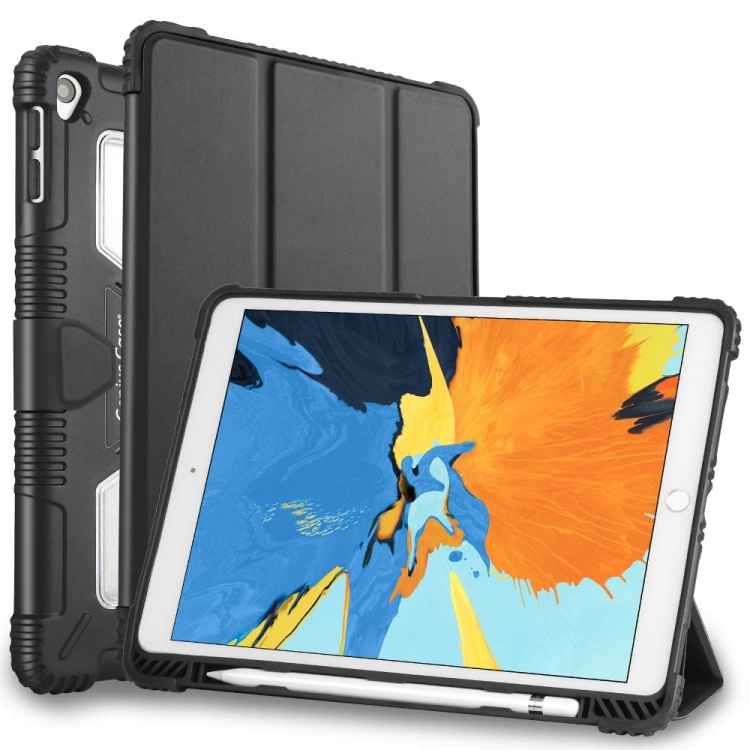 

For iPad Air/Ai2/Pro 9.7 Genius Case TPU + PC Skin Mounted Magnetic Absorption Three Fold Flat Plate Anti Falling Sleeve Protective Shell/Case(Black)