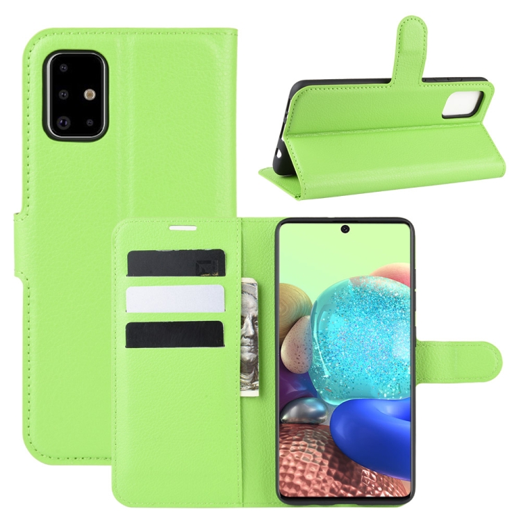 

For Galaxy A71 5G Litchi Texture Horizontal Flip Protective Case with Holder & Card Slots & Wallet(Green)