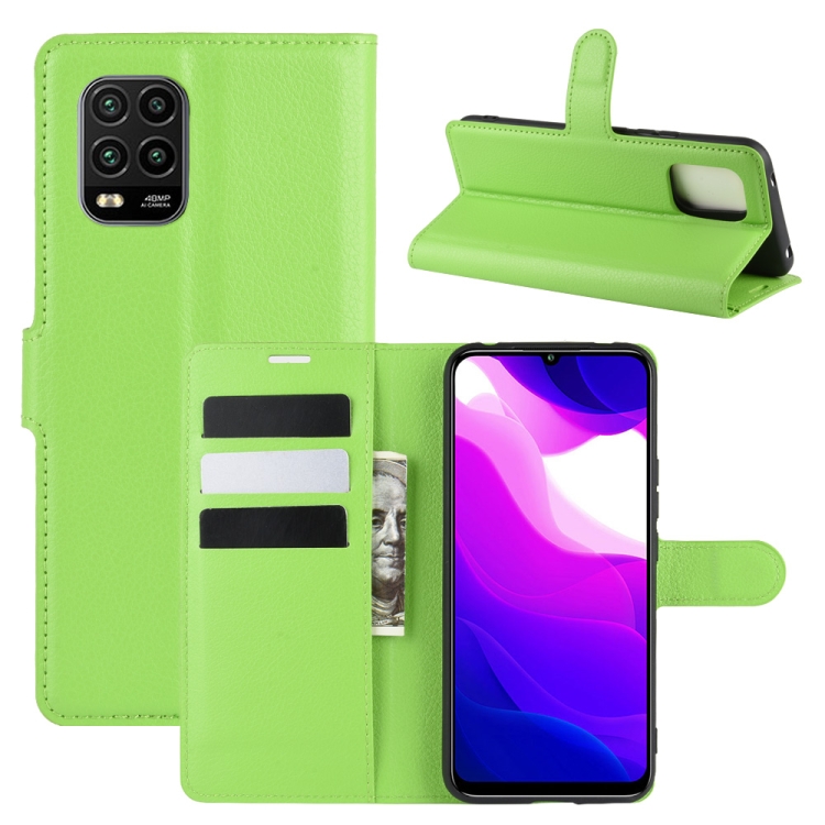 

For Xiaomi Mi Note 10 Lite Litchi Texture Horizontal Flip Protective Case with Holder & Card Slots & Wallet(Green)
