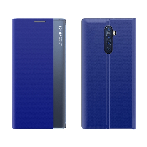 

For OPPO Reno2 Side Display Magnetic Horizontal Flip Plain Texture Cloth + PC Case with Holder & Sleep / Wake-up Function(Blue)