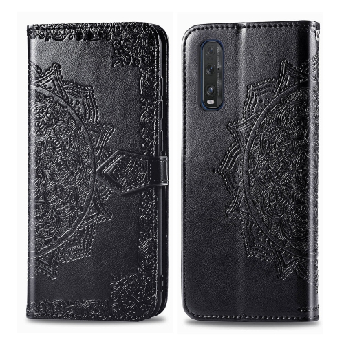 

For OPPO Find X2 Halfway Mandala Embossing Pattern Horizontal Flip Leather Case with Holder & Card Slots & Wallet & Photo Frame & Lanyard(Black)