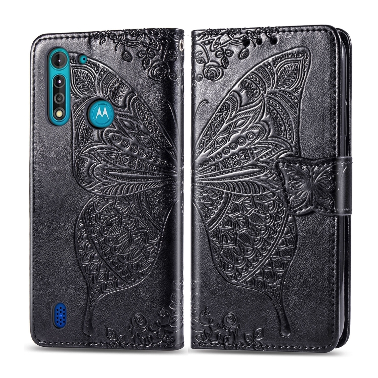 

For Moto G8 Power Lite Butterfly Love Flowers Embossing Horizontal Flip Leather Case , with Holder & Card Slots & Wallet & Lanyard(Black)