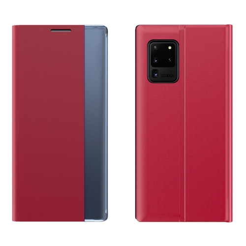 

For Galaxy A51 2020 / M40S Side Display Magnetic Horizontal Flip Plain Texture Cloth + PC Case with Holder & Sleep / Wake-up Function(Red)