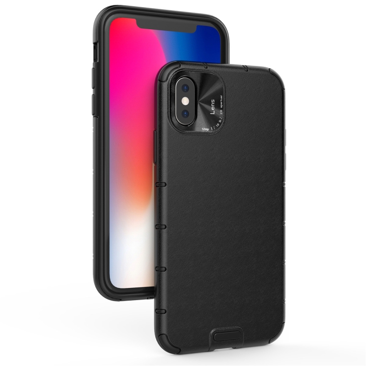

For iPhone 11 Shockproof Grain Leather PC + TPU Case(Black)