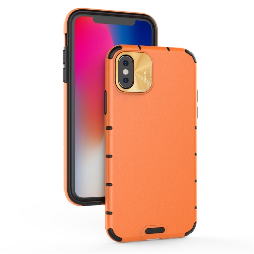 

For iPhone XR Shockproof Grain Leather PC + TPU Case(Orange)