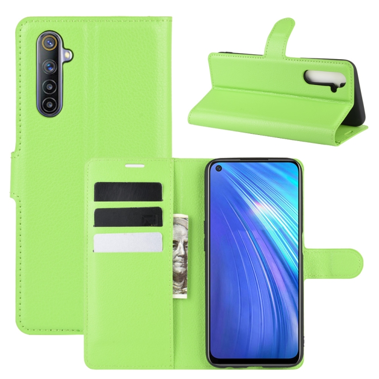 

For OPPO Realme 6 Litchi Texture Horizontal Flip Protective Case with Holder & Card Slots & Wallet(Green)