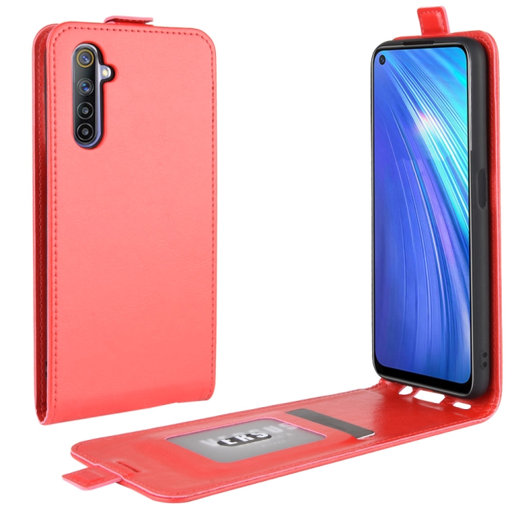 

For OPPO Realme 6 R64 Texture Single Vertical Flip Leather Protective Case with Card Slots & Photo Frame(Red)