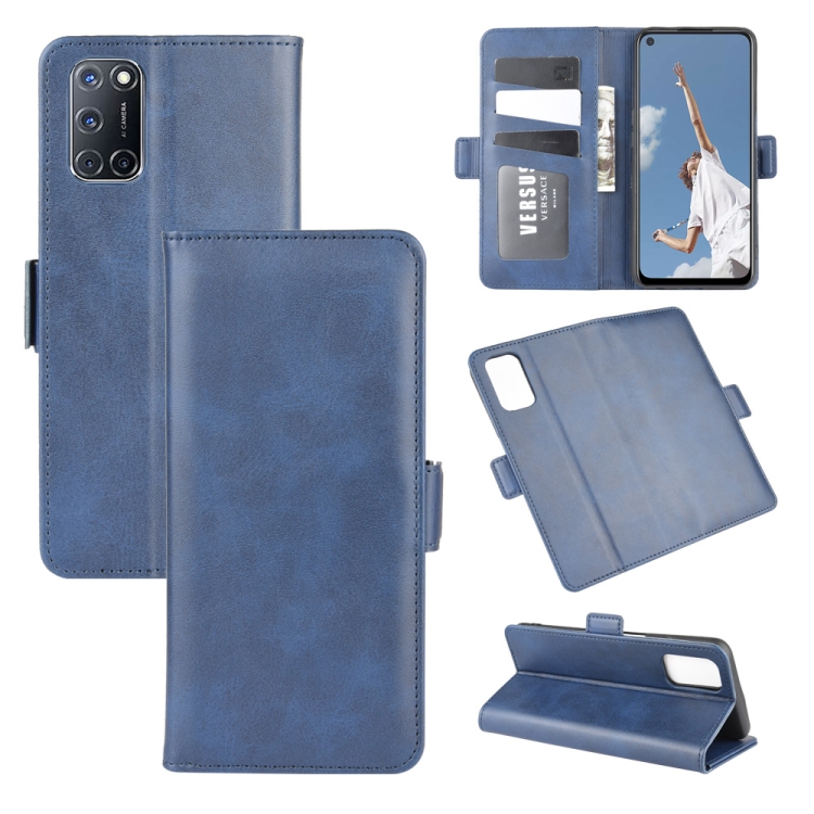 

For OPPO A72 Dual-side Magnetic Buckle Horizontal Flip Leather Case with Holder & Card Slots & Wallet(Dark Blue)