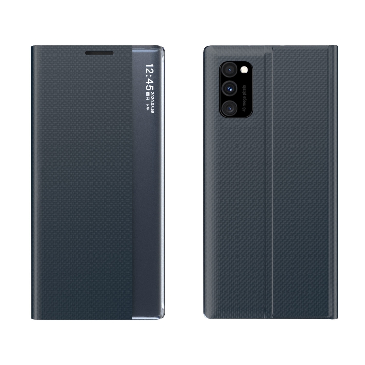 

For Galaxy A91 / S10 Lite / M80s Side Display Magnetic Horizontal Flip Plain Texture Cloth + PC Case with Holder & Sleep / Wake-up Function(Dark Blue)