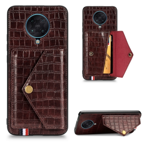 

For Xiaomi Redmi K30 Pro Crocodile Pattern Envelope Card Package Phone Case With Magnet And Bracket Function(Brown)