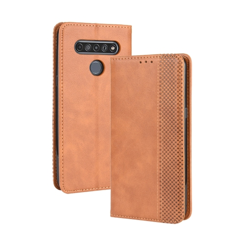 

For LG K41S /K51S Magnetic Buckle Retro Crazy Horse Texture Horizontal Flip Leather Case, with Holder & Card Slots & Photo Frame(Brown)