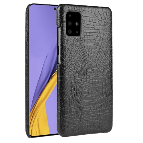 

For Galaxy M51 (Side Fingerprint) Shockproof Crocodile Texture PC + PU Case(Black)