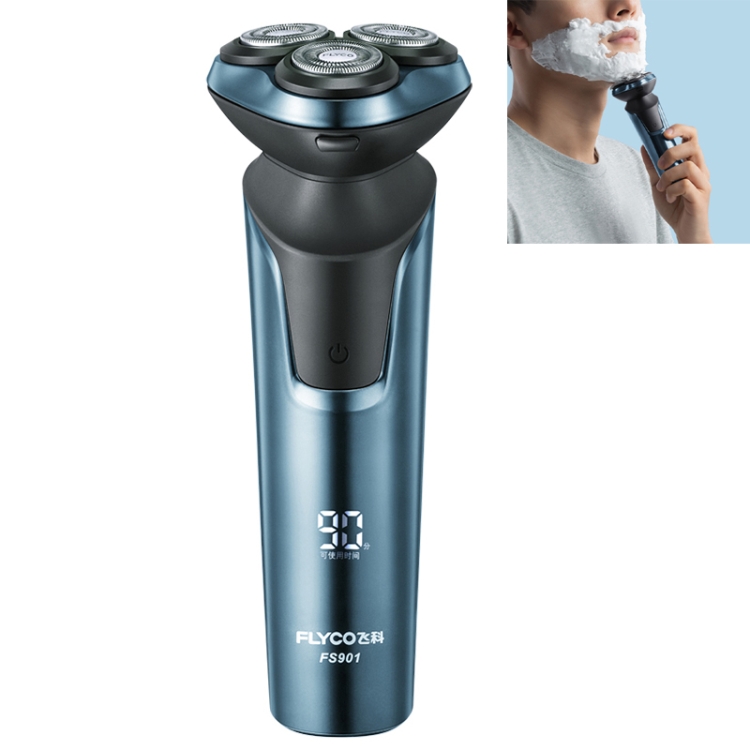 

Flyco FS901 Rotating Three Cutter Head Washable USB Rechargeable Electric Shaver Razor (Blue)