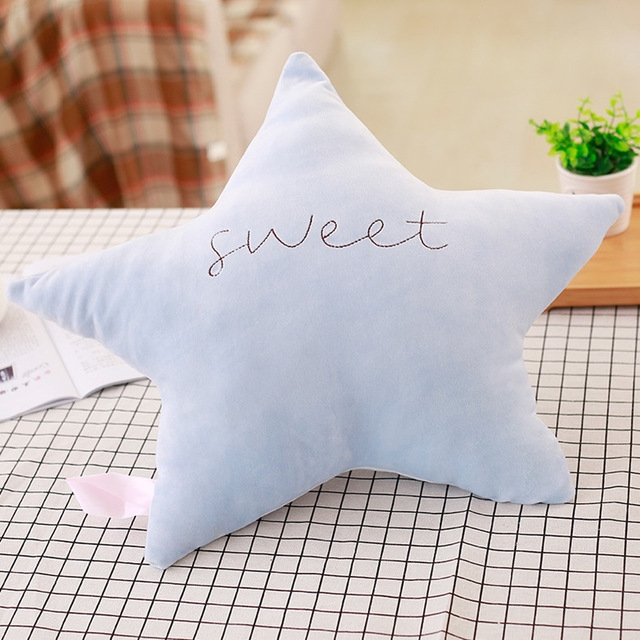 

cute Sky Series Stuffed Moon, Star Clouds bowknot Plush Baby Toys Soft Cushion Nice baby sleeping Pillow kids gifts home decor(star 2)