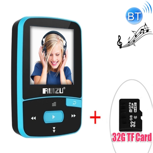 

New Arrival Original RUIZU X50 Sport Bluetooth MP3 Player 8GB Clip Mini with Screen Support FM,Recording,E-Book,Clock,Pedometer(Blue)
