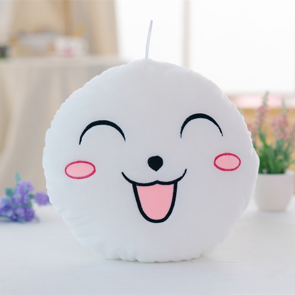 

33cm Cartoon Glowing Colorful Smile Face Round Plush Pillow Cushion(White)