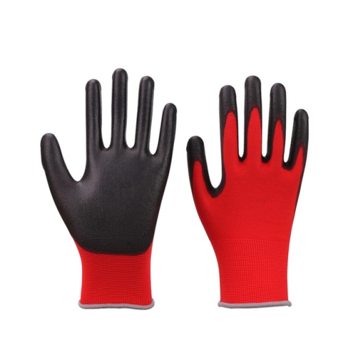 

2 Pairs Red Yarn Black Latex-nylon Nitrile Anti-static Work Safety Gloves Mechanic Working Gloves