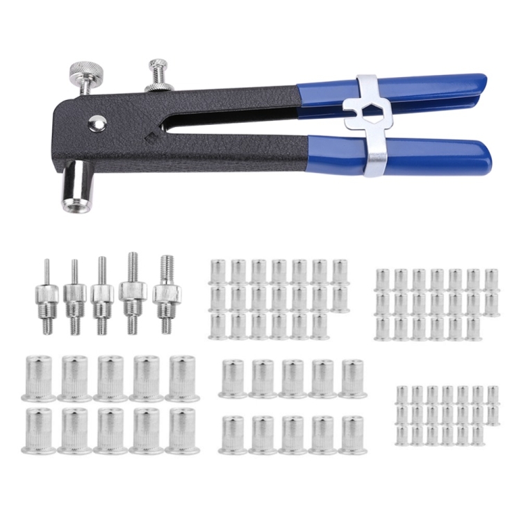 

86 PCS/Set Aluminum alloy M3-M8 Blind Rivet Nuts Threaded Insert and Rivet Tool Riveter Gun with Rivnut Nutsert Riveting Kit Tool