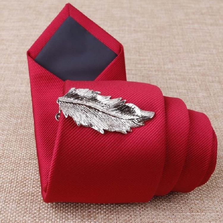 

Copper Tie Clip Clothing Accessories, Style:Silver Leaves