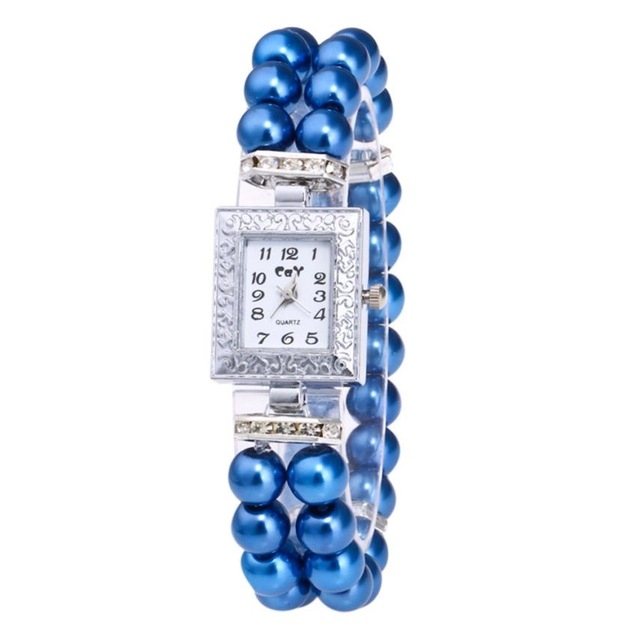 

Square Dial Diamond Pearl Bracelet Watch(blue)