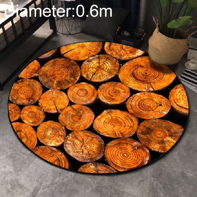

3D Growth Ring Pattern Bathroom Living Room Carpets Home Decor Mat, Size:Diameter about 0.6m(Multiple Wood Cores)
