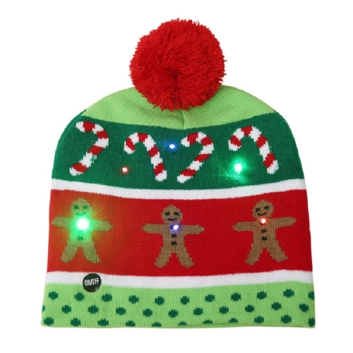 

Christmas Decoration Adult Children Knit Hat with LED Light Hat(Gingerbread Man)