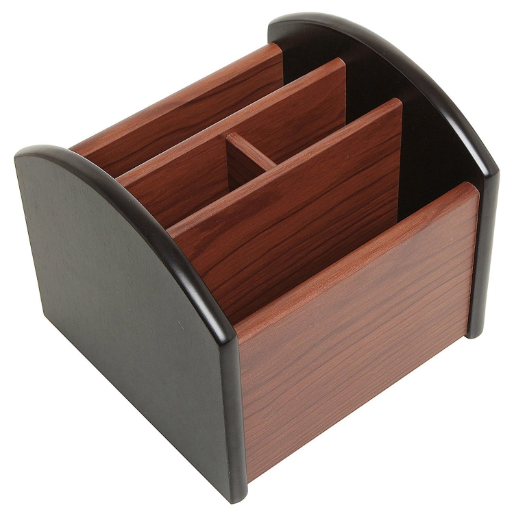 

4-compartment Wooden Storage Box Pen Holder