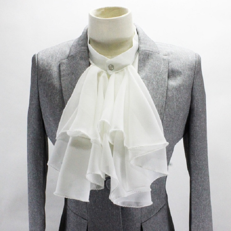 

White Large Turban Vintage Court Style Chiffon Shirt Collar Professional Suit Decoration Fake Collar, Size:One Size