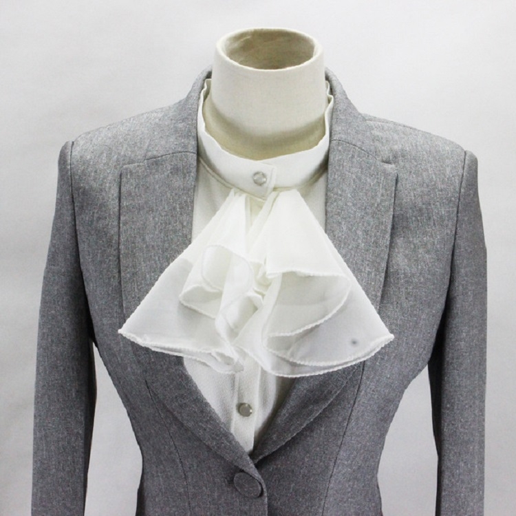 

White Small Turban Vintage Court Style Chiffon Shirt Collar Professional Suit Decoration Fake Collar, Size:One Size