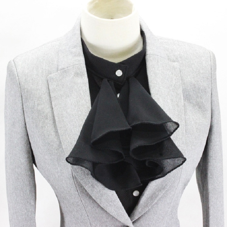 

Black Small Turban Vintage Court Style Chiffon Shirt Collar Professional Suit Decoration Fake Collar, Size:One Size