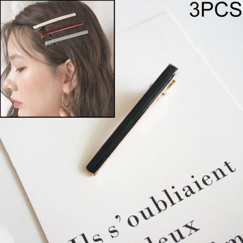 

3 PCS Solid Metal Barrettes Female Elegant Headbands Lady Hairpins Hair Accessories(Black)