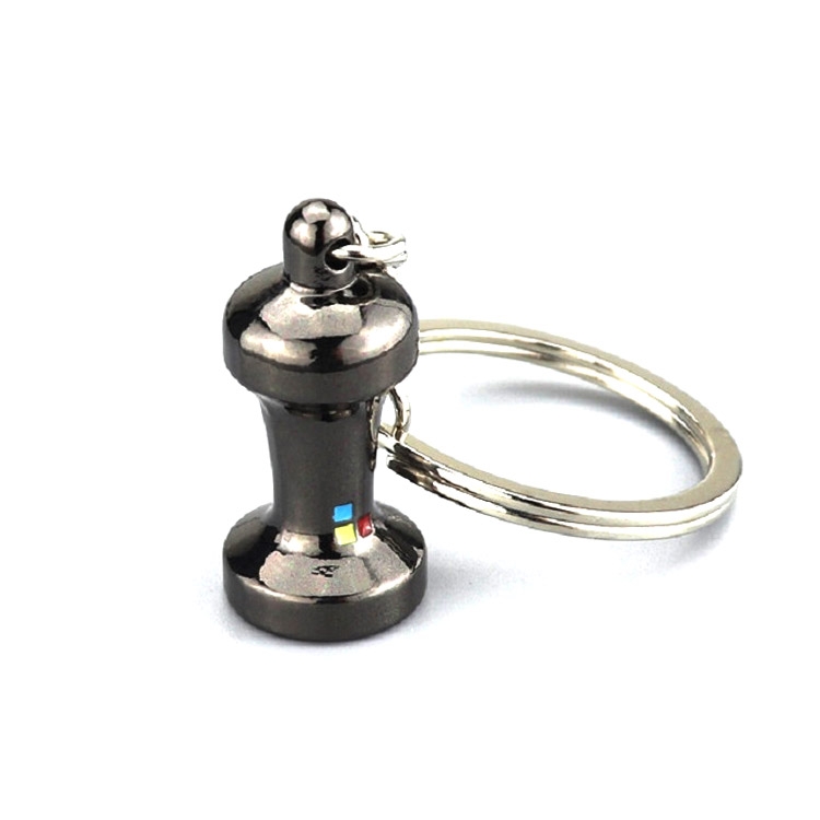 

Creative Coffee Appliance Keychain Metal 3D Mini Coffee Pot Pendant, Color:Powder Hammer Black