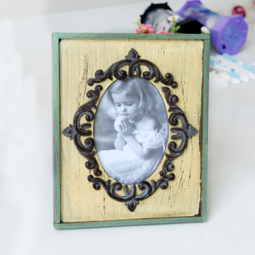 

2 PCS Vintage Wooden Photo Frame Home Decor Wedding Desktop Wall Picture Frame(Yellow)