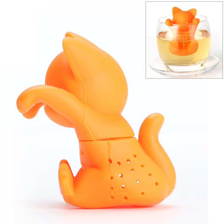 

Cute Silicone Cat Filter Reusable Strainer Spice Loose Tea Leaf Herbal Tool(Orange)