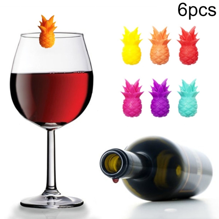 

5 Sets Wine Glass Silicone Pineapple Mark Distinguisher Party Fruit Shape Cup Mark