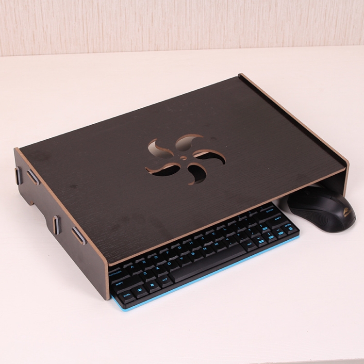

Wood Stand with Keyboard Wiring Slot for Computer Monitor / Laptop(Black)