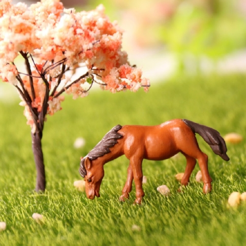 

2 PCS Moss Micro-landscape Decoration Decorations Pony Mini Statue(Brown)